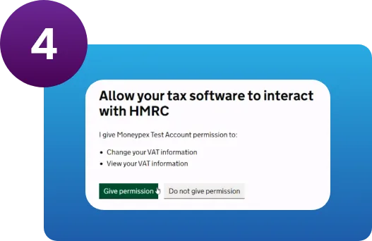 step 4 allow moneypex to interact with hmrc